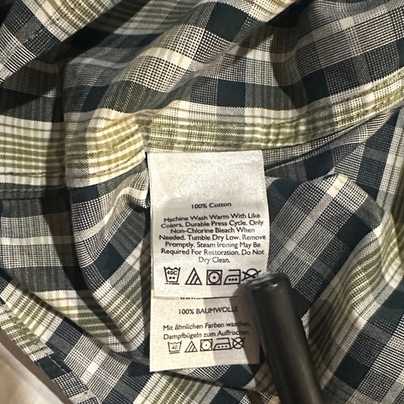 Eddie Bauer wrinkle free classic knit Plaid Button-Up long Shirt 100% cotton - Picture 7 of 10